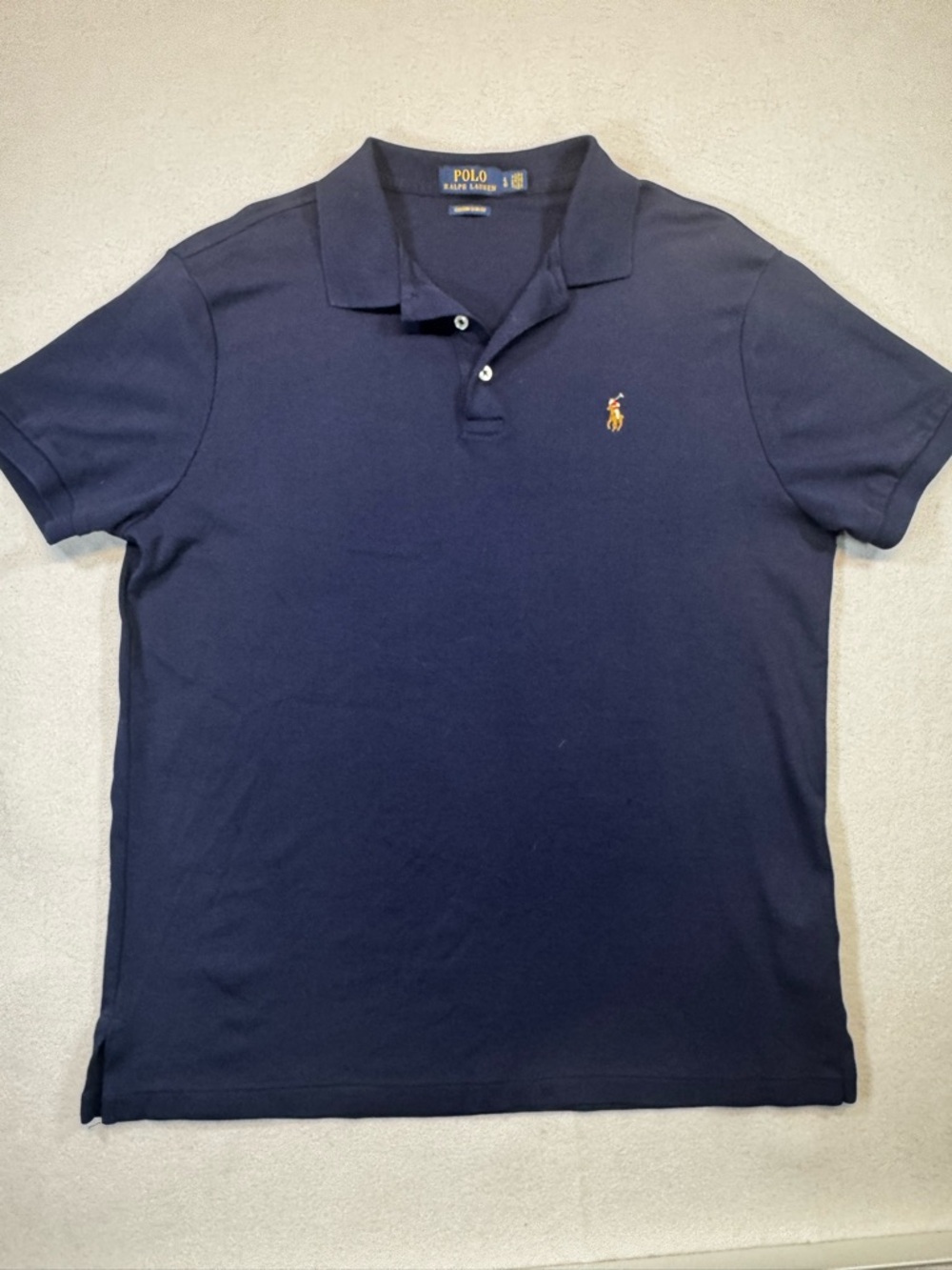 Ralph Lauren Navy Polo with Gold Pony Embroidery